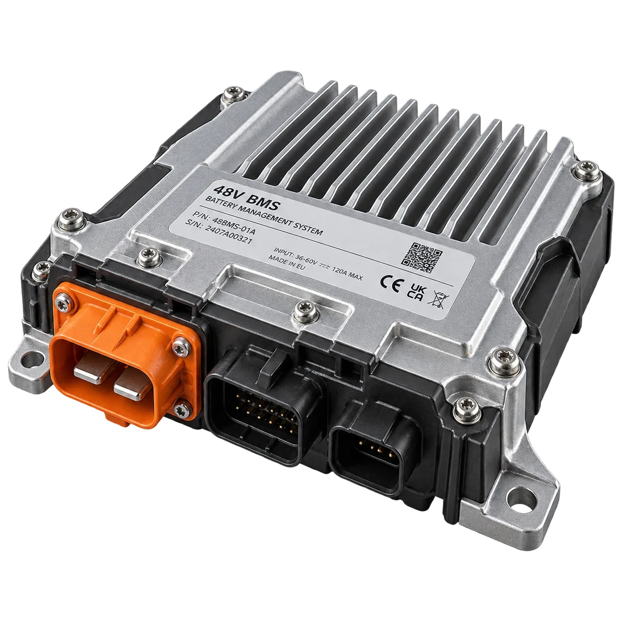 48V battery management system module with high-current connector