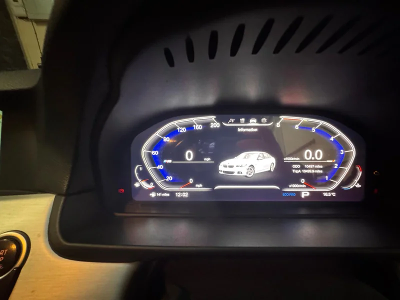 Digital cluster illuminated during workshop checks
