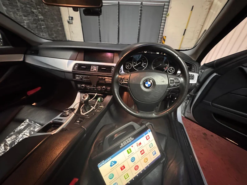 BMW interior during the instrument cluster upgrade