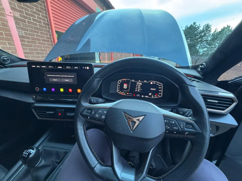 Cupra instrument cluster and steering wheel during the workshop visit