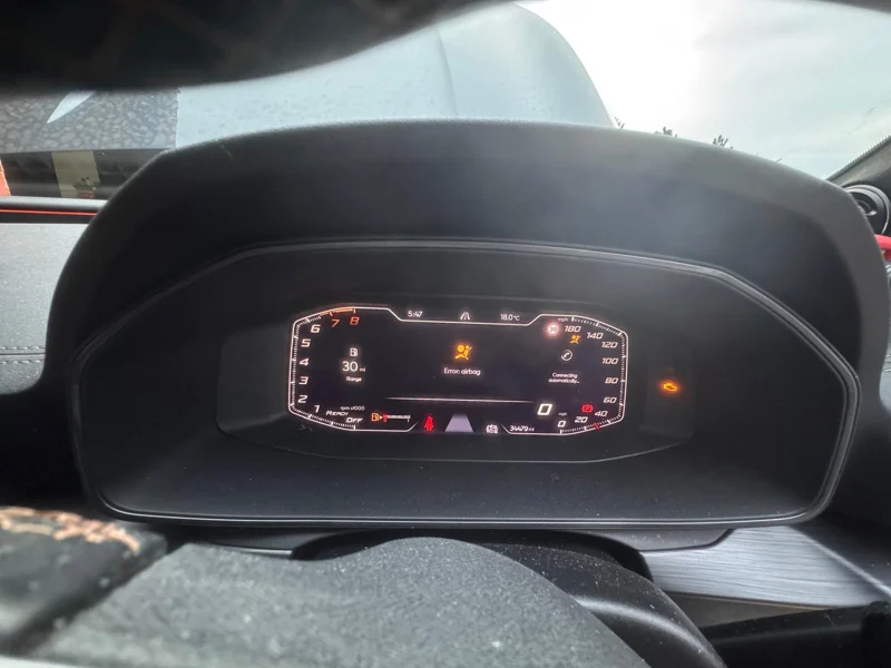 Cupra Formentor instrument cluster displaying Error: airbag