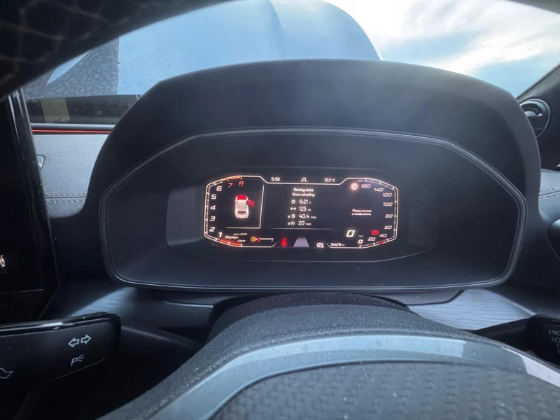 Later dashboard view: airbag warning not visible in this photograph