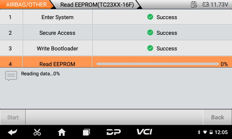 Diagnostic programmer reading airbag module EEPROM