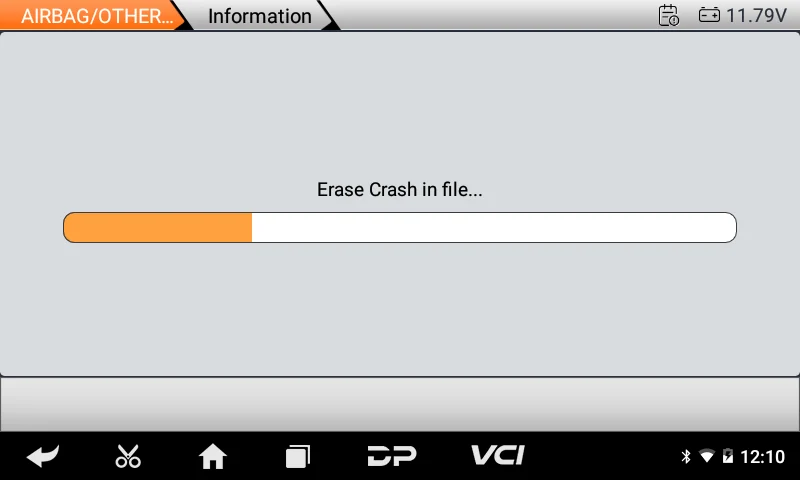 Crash data processing stage recorded by programming software