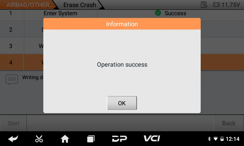 EEPROM writing stage shown as successful
