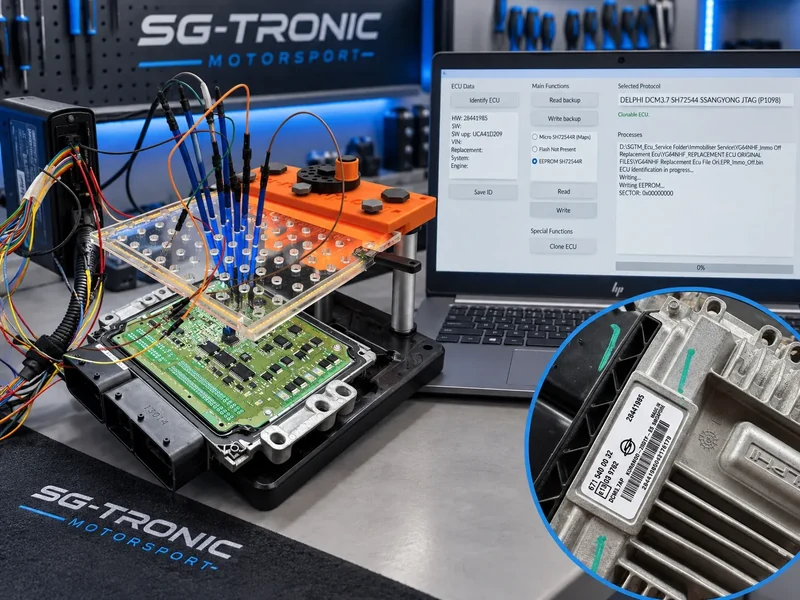 SsangYong Delphi DCM3.7AP ECU bench connection for cloning and immobiliser data programming